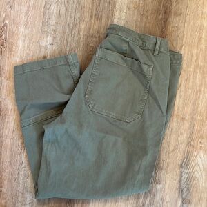Quince Stretch Cotton Twill Barrel Leg Pants in Olive sz 14 Women's Tapered